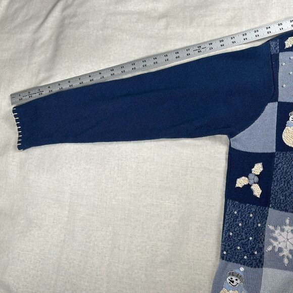 VTG Sarah Bentley Women’s Sz S Winter Zip-up Cardigan Grandmacore Sequins Beads - Picture 6 of 7